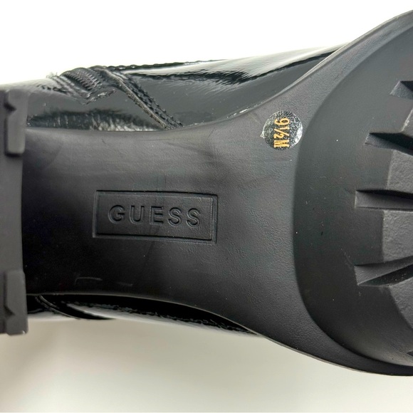 Guess Women’s Manners Shiny Black Lace-Up High Heel Platform Combat Boots 9.5M - Picture 4 of 16